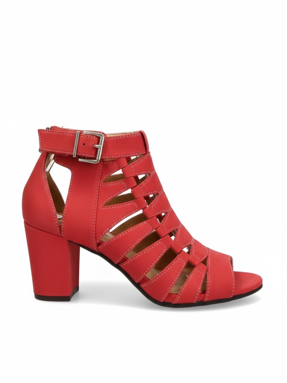 ComfortView The Kadie Shootie Sandal Low Heel Coral Red Sz 8.5 | EUC